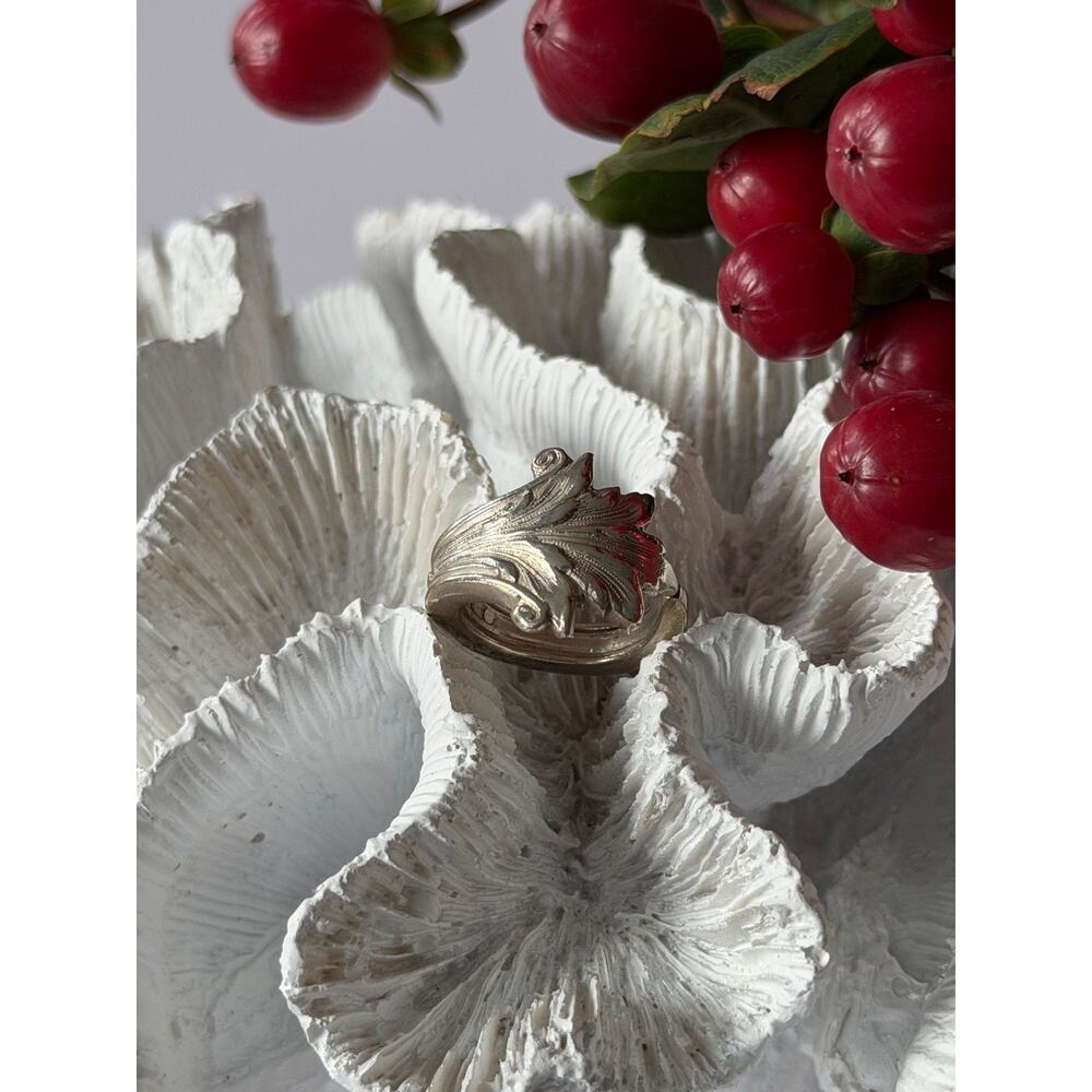 Acanthus Italian 925 Sterling Silver Ring With Brushed Finish Size 5